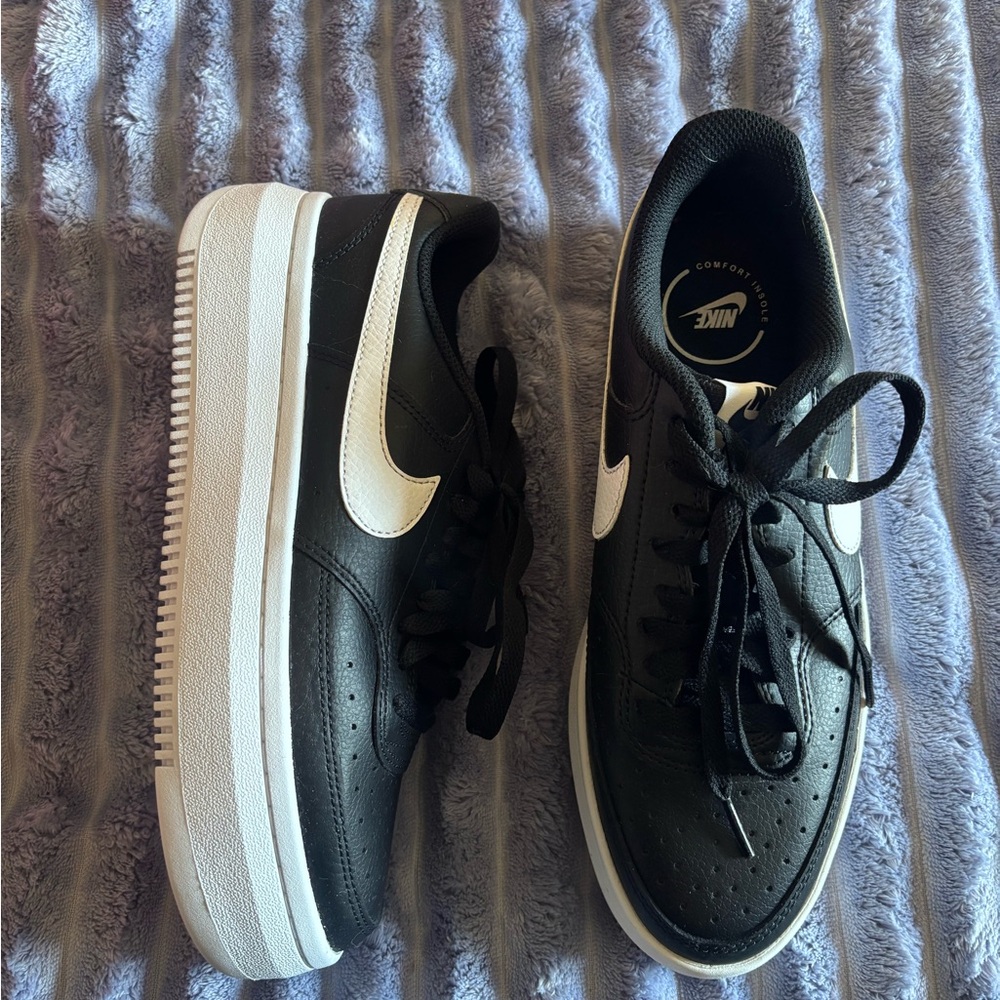 Nike Black and White Platform Sneakers